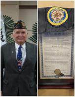 Draping of charter by Lewis L. Millett Post 38 in memory of comrade Chris Via