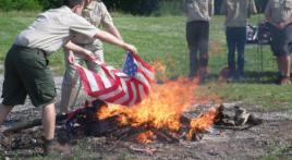 Cloverdale, Ind., Boy Scouts perform flag retirement ceremony